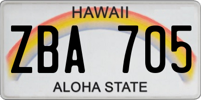 HI license plate ZBA705