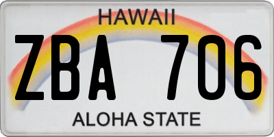 HI license plate ZBA706