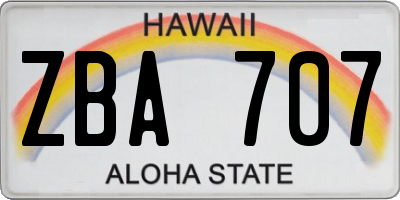 HI license plate ZBA707