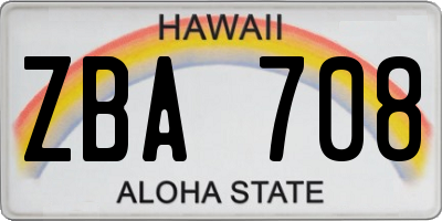 HI license plate ZBA708