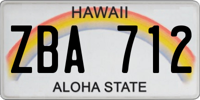 HI license plate ZBA712