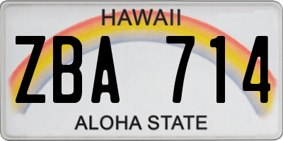 HI license plate ZBA714