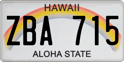 HI license plate ZBA715