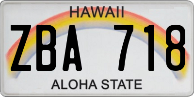 HI license plate ZBA718