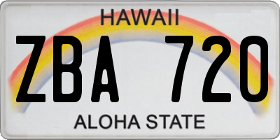 HI license plate ZBA720