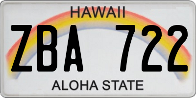 HI license plate ZBA722