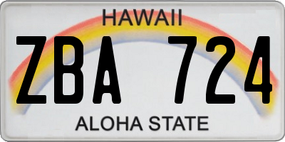 HI license plate ZBA724