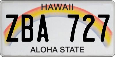 HI license plate ZBA727