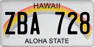 HI license plate ZBA728