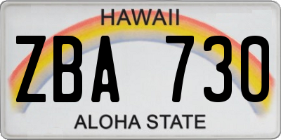 HI license plate ZBA730