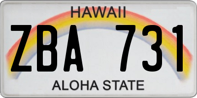 HI license plate ZBA731