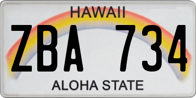 HI license plate ZBA734