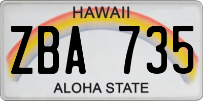 HI license plate ZBA735