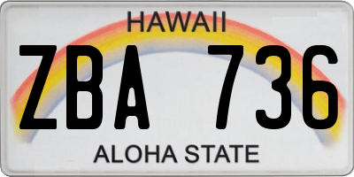 HI license plate ZBA736