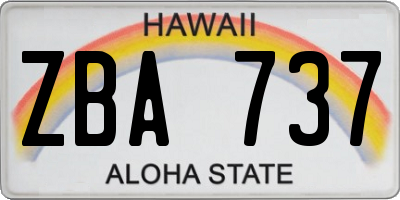 HI license plate ZBA737