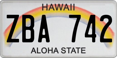 HI license plate ZBA742