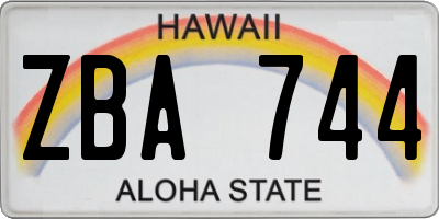 HI license plate ZBA744