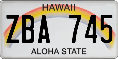 HI license plate ZBA745