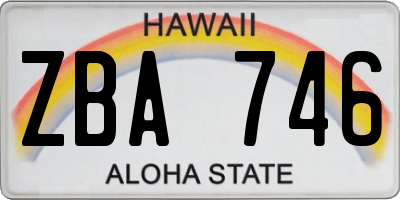 HI license plate ZBA746