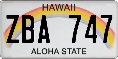 HI license plate ZBA747