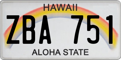 HI license plate ZBA751