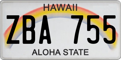 HI license plate ZBA755