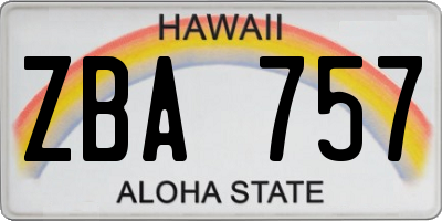 HI license plate ZBA757