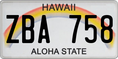 HI license plate ZBA758