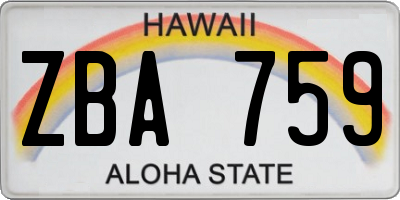 HI license plate ZBA759
