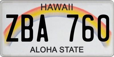 HI license plate ZBA760