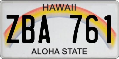 HI license plate ZBA761