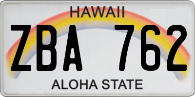 HI license plate ZBA762