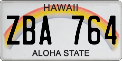 HI license plate ZBA764