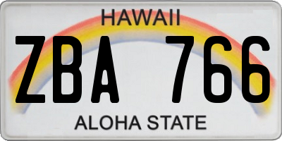 HI license plate ZBA766