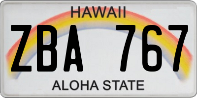 HI license plate ZBA767