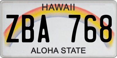 HI license plate ZBA768