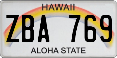 HI license plate ZBA769