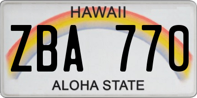 HI license plate ZBA770