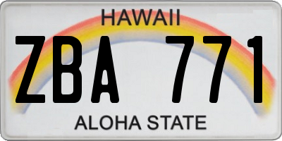 HI license plate ZBA771