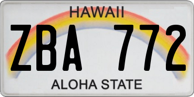 HI license plate ZBA772