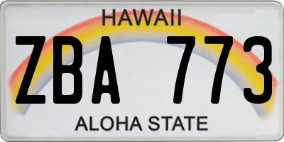 HI license plate ZBA773