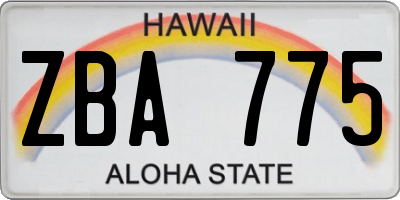 HI license plate ZBA775