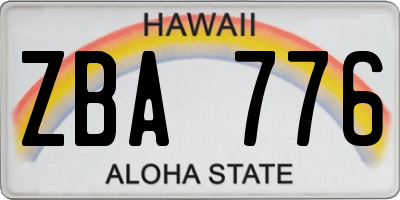 HI license plate ZBA776