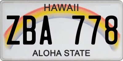 HI license plate ZBA778