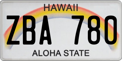 HI license plate ZBA780