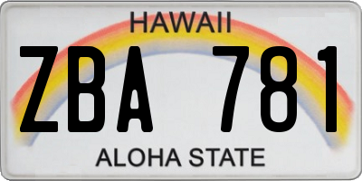 HI license plate ZBA781