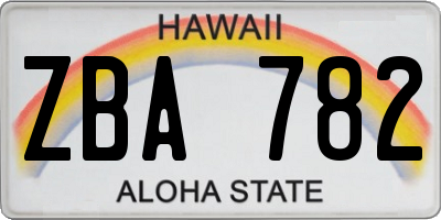HI license plate ZBA782