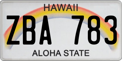 HI license plate ZBA783
