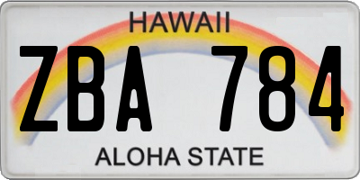 HI license plate ZBA784