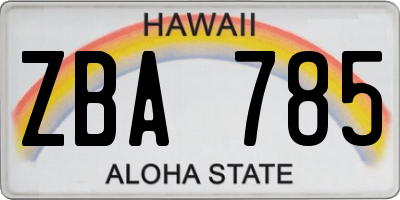 HI license plate ZBA785
